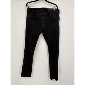 AllSaints Cigarette Fit Jeans Mens 34 Faded Black Slim Tapered Stretch Denim